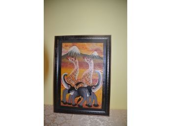 (#29) Giraffe And Elephant Picture 22x30
