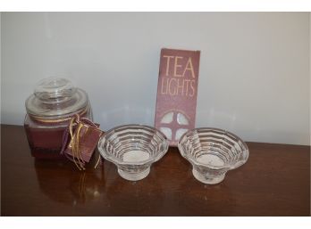 (#30) Candle In Jar Bayberry, 2 Glass Tea Lights With Extra