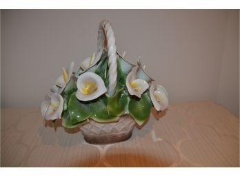 (#61) Large Capodimonti Calla Lily Floral Arrangement (few Chips) 15'Wx12.5'h