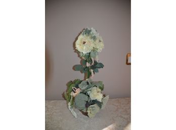 (#2) Artificial Floral Topiary Arrangement In Resin Base