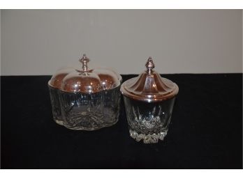 (#80) Silver-plate Covered Glass Bowls