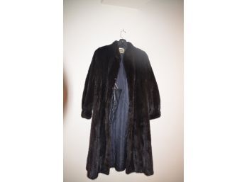 (#113) Mink Fur Coat Medium With Leather Gloves