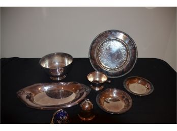 (#79) Silver-plate Serving Tray, Reed & Barton Candy Dish, Gravy Boat, Paul Revere Bowl (8 Pc's Total)