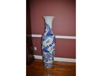 Blue And Blue Porcelain Asian Vase 57' H