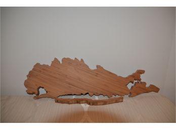 (#33) Wood Carved Map Of Long Island Huntington Heart Cut Out Made In Brooklyn