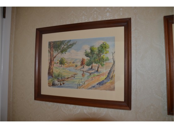 (#64) By The Stream Framed Signed Watercolor?