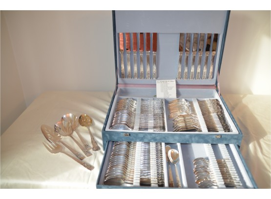 (#40) Silver-plate Serves Of 12 Celebration By Parade Flatware And Serving Pieces Set In Velvet Case