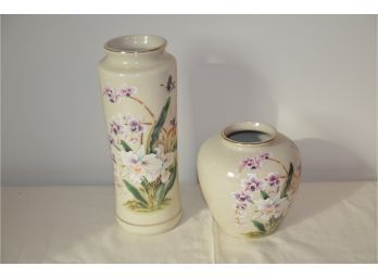 (#30) Ceramic Toyo Japan Vases (2) White Orchid