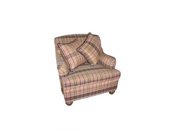Ethan Allen Plaid Club Chair, 2 Pillows