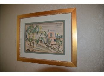 (#65) Beautiful Gold Framed Signed Watercolor? Art Work