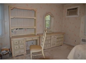 Vintage Bassett Bedroom Dresser, Mirror, Desk, Hutch And Chair (5 Pieces)