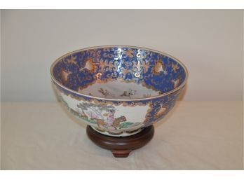 (#25) Porcelain Asian Bowl With Stand 10'Round X6'H