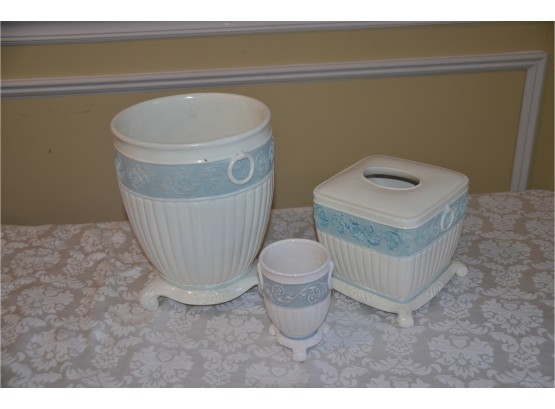 (#31) Bathroom Set (waste Basket, Tissue Box Cover, Cup (3)