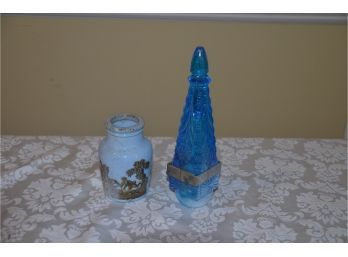 (#33) Vintage Flower Holder And Mustard Jar