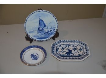 (#22) Blue/white Ceramic Delft Plate, Portugese Plate
