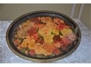 (#39) Vintage Decoupage Flower Tray