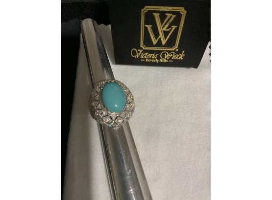 Victoria Wieck Ring : Beverly Hills Jewelry, Sleeping Beauty Turquoise 925/ Cz