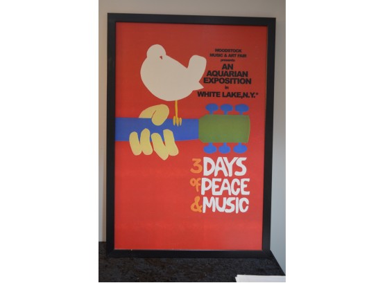 Framed Posted Woodstock 26 X 38