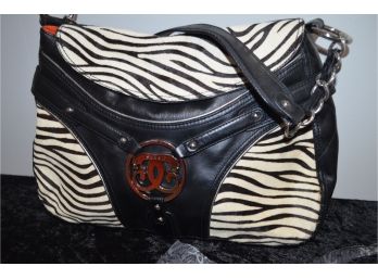 Sharif Studio Handbag Leather And Zebra Fur With Dust Bag