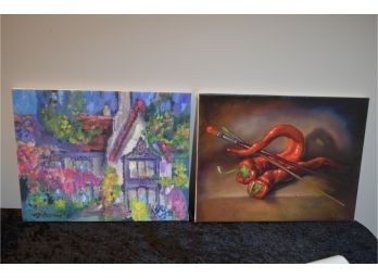 2 Giclee On Canvas Art Work 'Summer At St. Paul' By Peterson And 'Pepper And Paint By Martin Katon
