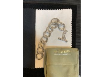 Judith Ripka Toggle Bracelet 7” Sterling Silver & Cz