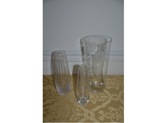 (#51) Glass Vases (3) 11.5' H And 9.5'H
