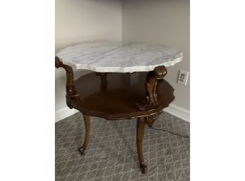 Vintage French Provincial Marble Top Side Accent End Table
