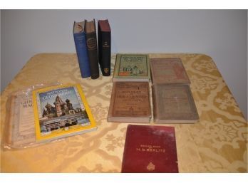 (#53) Vintage Antique Books (8) Builders Of Our Country, Adventuring In Young America, English For Foreigners