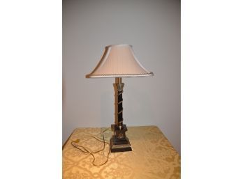 (#39) Heavy Black Marble And Brass Accent Table Lamp 31.5'H
