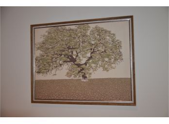 (#18) Framed Fabric Tree Of Life 28x22