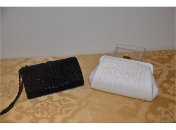 (#79) Evening Beaded Handbags (bloomingdale White Beaded, LaRegal Black Beaded Bag)