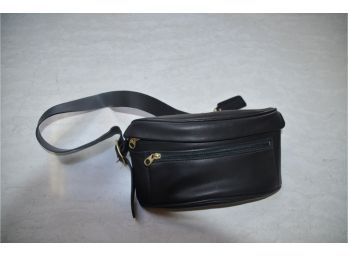 (#96) Black Leather Coach Waist Handbag