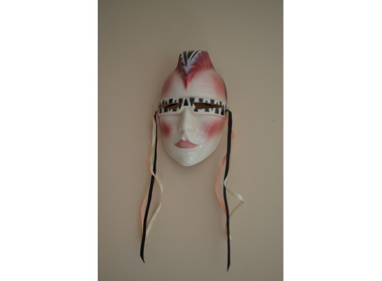 80's Art Deco Vintage 'About Face' Clay Art Glazed Ceramic Punk Face Mask  Wall Decor