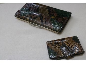 Bosca Genuine Python Skin Wallet, Checkbook Change Purse & 6 Key Hook Case