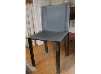 (#5) Original 1980 Matteo Grassi Italian Grey Stitched Leather Chair