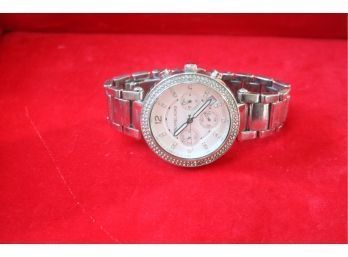 Michael Kors Silver Parker Multi Function Ladies Watch With Crystals