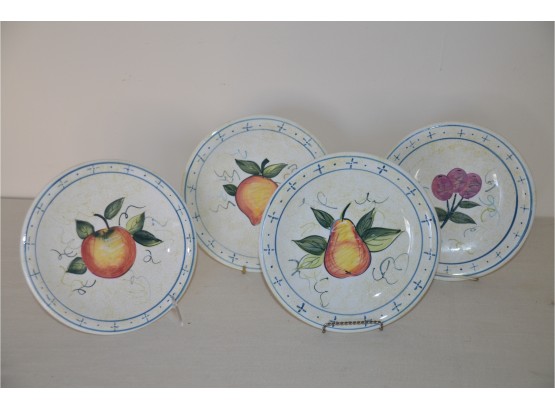 (#106) Susan Winget Fruit Design Plates (4)