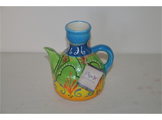 (#117) El Poyeton Spain Hand-painted Ceramic Colorful Pitcher 7'H