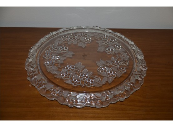 (#56) Mikasa Crystal Carmen Etched Glass Cake Stand Floral Pattern Made In Germany