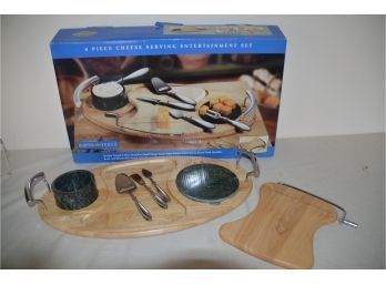 (#136) Cheese Serving Entertainment Set Hampton Forge Removable Marble (missing 2 Pieces Of Serving Tools)