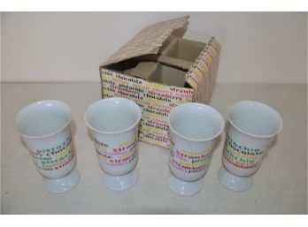 (#115) Vintage Coffee Ice Cream Foundation Mugs (4) In Box