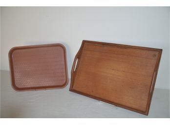 (#129) Wood Serving Tray, Vintage School Lunch Tray