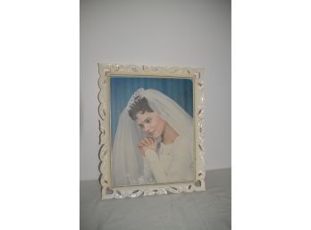 (#145) Vintage Hand Craved Framed Picture Of Bride