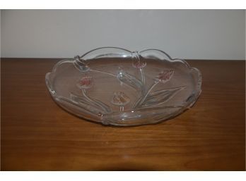 (#61) Mikasi Tulip Glass Serving Plate 12' With 1/2'h Rim