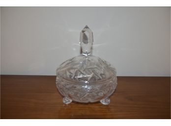 (#67) Crystal Glass Covered Candy Dish 7'x9.5