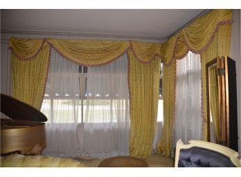 (#38) Custom Lined Drapes With Swag 4 Panels