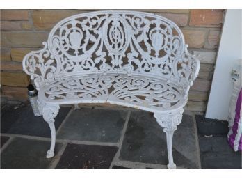 Vintage Outdoor Wrought Iron Bench