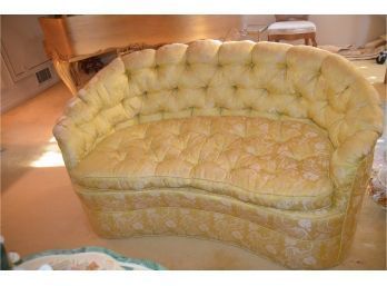 (#5) Vintage Kidney Settee Button Tufted Love-seat Needs To Be Upholstered