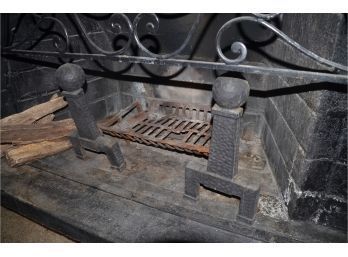 Fireplace End Irons And Log Holder