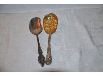 (#135) Silver Plated Serving Spoons (2)